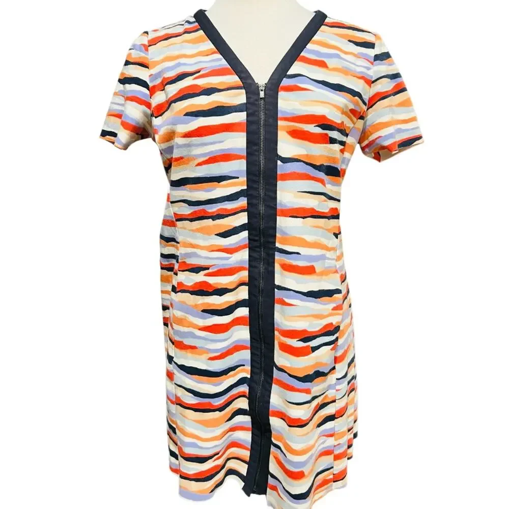 Tory Burch Vienna Abstract Sunset Stripe Multicolor Size XL